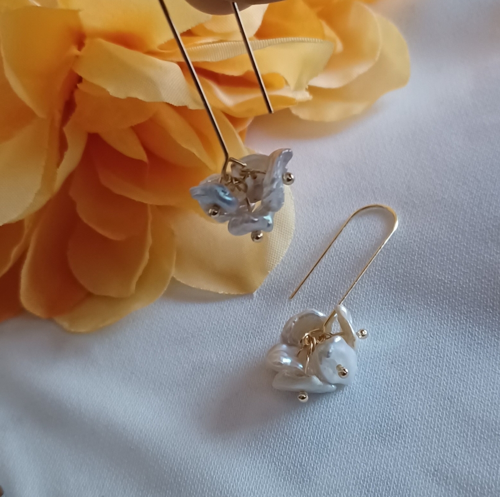 Baroque Pearl Cluster Earrings